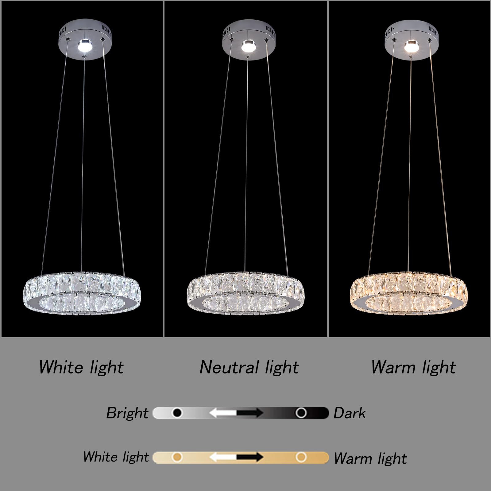 Small Crystal Chandeliers, Mini LED Chandelier with Dimmable and 3 Light Options,