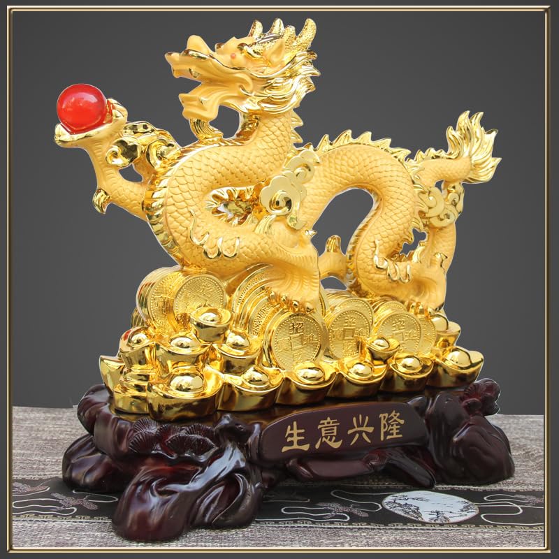 Large 17.8 Inch Chinese Statue Sculpture Dragon Ornament Figurines Feng Shui Decor