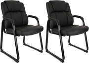 Office Guest Chair 275 Ibs,Leather Reception Chair with Thick Padded Armrest Backrest
