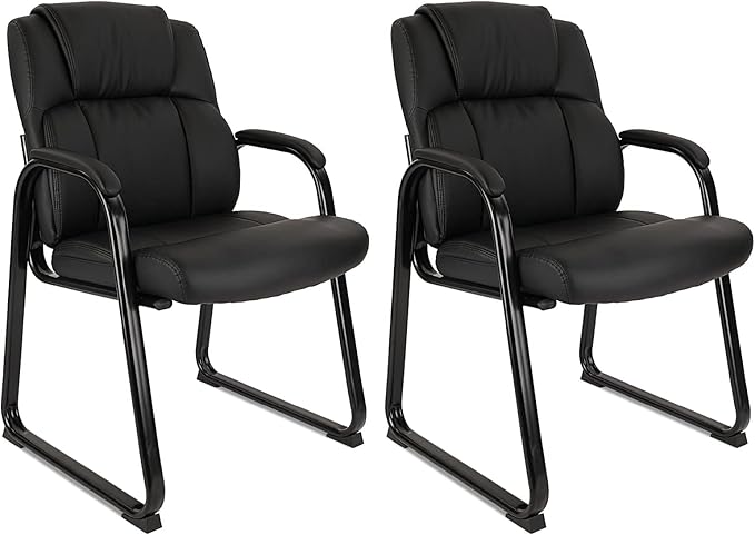 Office Guest Chair 275 Ibs,Leather Reception Chair with Thick Padded Armrest Backrest