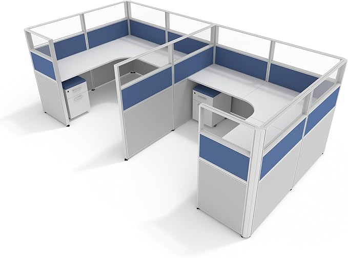 Office Cubicle Furniture Kit - Customizable Cubicle Desks with Adjustable Panels