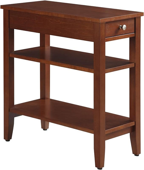 American Heritage 3-Tier End Table with Drawer, 23.5"L x 11.25"W x 24"H, Espresso