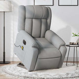 Electric Massage Recliner Chair - Power Lift, Motorized Footrest/Backrest, Vibration Massage, Plush Fabric Seating, Light Gray