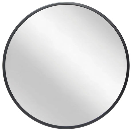 24 inch Round Mirror, Matte Metal Frame, Modern Decorative Mirror for Living Room