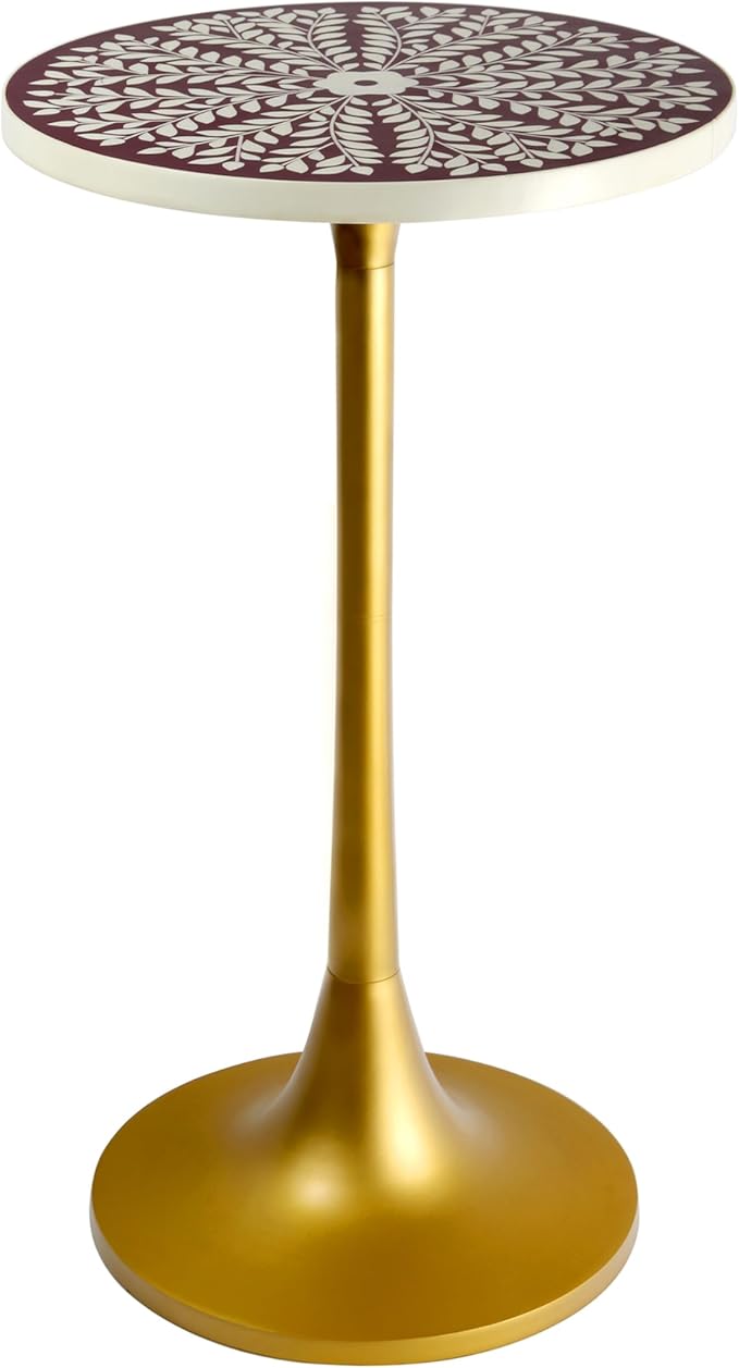 END1007A Nysha 25" Modern Bohemian Metal/Resin Inlay Top End Tablz