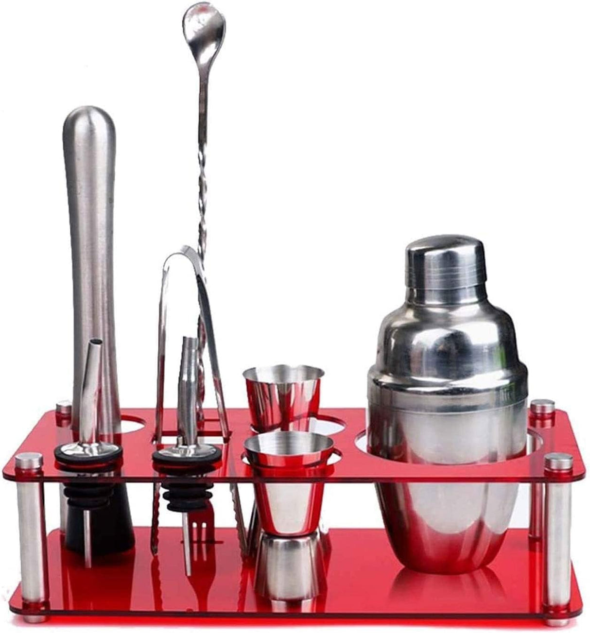 9 Piece Bartender Kit Cocktail Shaker Gift Set with Stand, Home Bar Set - Martini Shaker