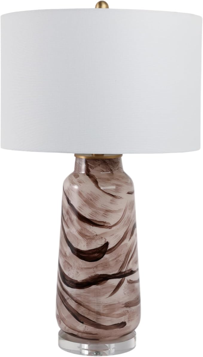 29x17 Swirled Glass Table Lamp, Brown