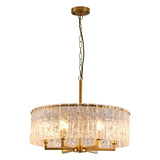 SHBEILOU Modern Chandelier,Luxury Large Chandeliers for Dining Room 23.62”Gold Crystal Chandeliers Handmade Water Ripple Glass Hanging Flush Mount Chandelier for Bedroom,Living Rooms,Entryways,Foyers