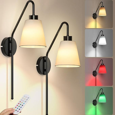 Battery Operated Wall Sconces Set of Two, Rechargeable Wireless Wall Sconces