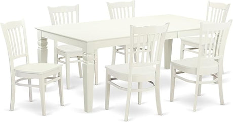 LGGR9-LWH-W 9 Piece Kitchen Table Set Includes a Rectangle Dining Table with Butterfly