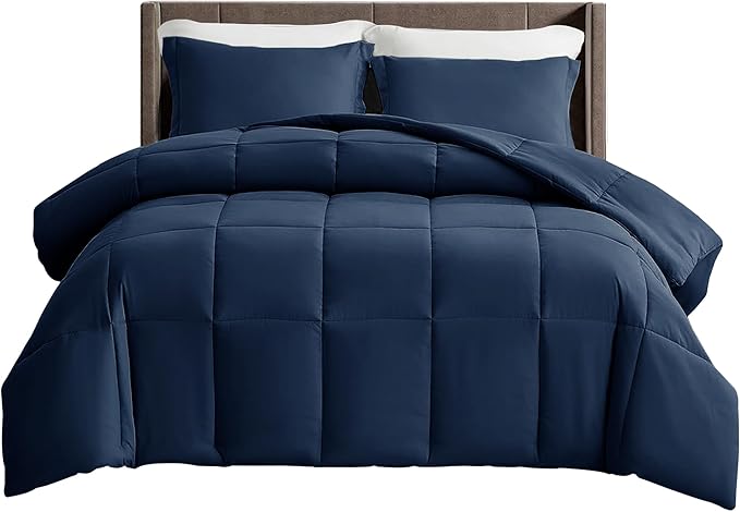 King Bed Comforter - Down Alternative Box Stitched Fluffy Comforter with Corner Tabs