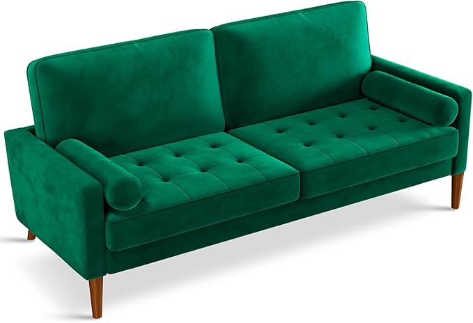 Loveseat Sofa, 56" Grey Velvet Couch Small Couch Love Seat Sofa with Tufted Seat