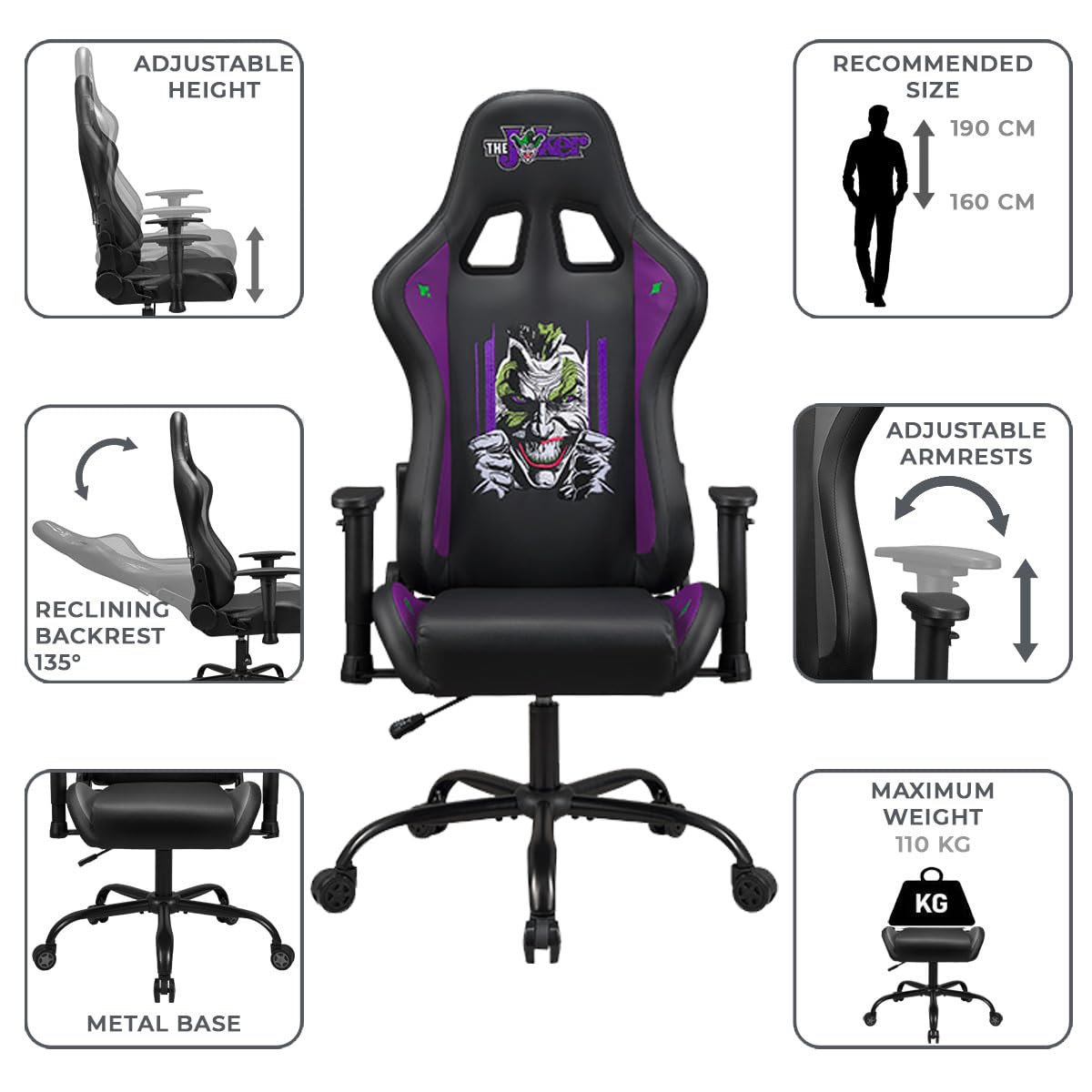 Joker Gaming Chair - Ergonomic Office Chair with Adjustable Armrests
