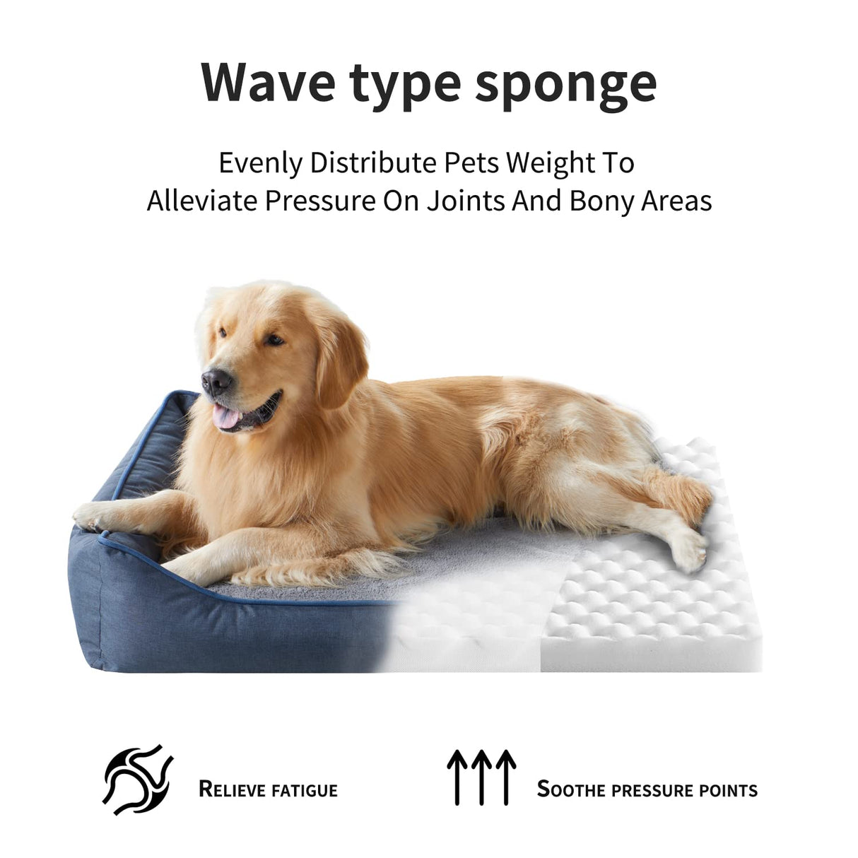 Tidore Orthopedic Dog Beds for Medium Large Dogs, Durable Egg Crate Foam Sofa Dog Bed wit Washable Removable Cover,Waterproof Lining and Nonskid Bottom,Pet Bed for Large Dogs (Navy Blue, Medium)