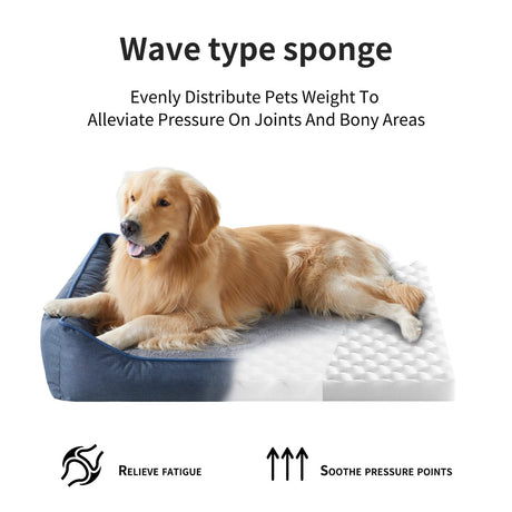 Tidore Orthopedic Dog Beds for Medium Large Dogs, Durable Egg Crate Foam Sofa Dog Bed wit Washable Removable Cover,Waterproof Lining and Nonskid Bottom,Pet Bed for Large Dogs (Navy Blue, Medium)