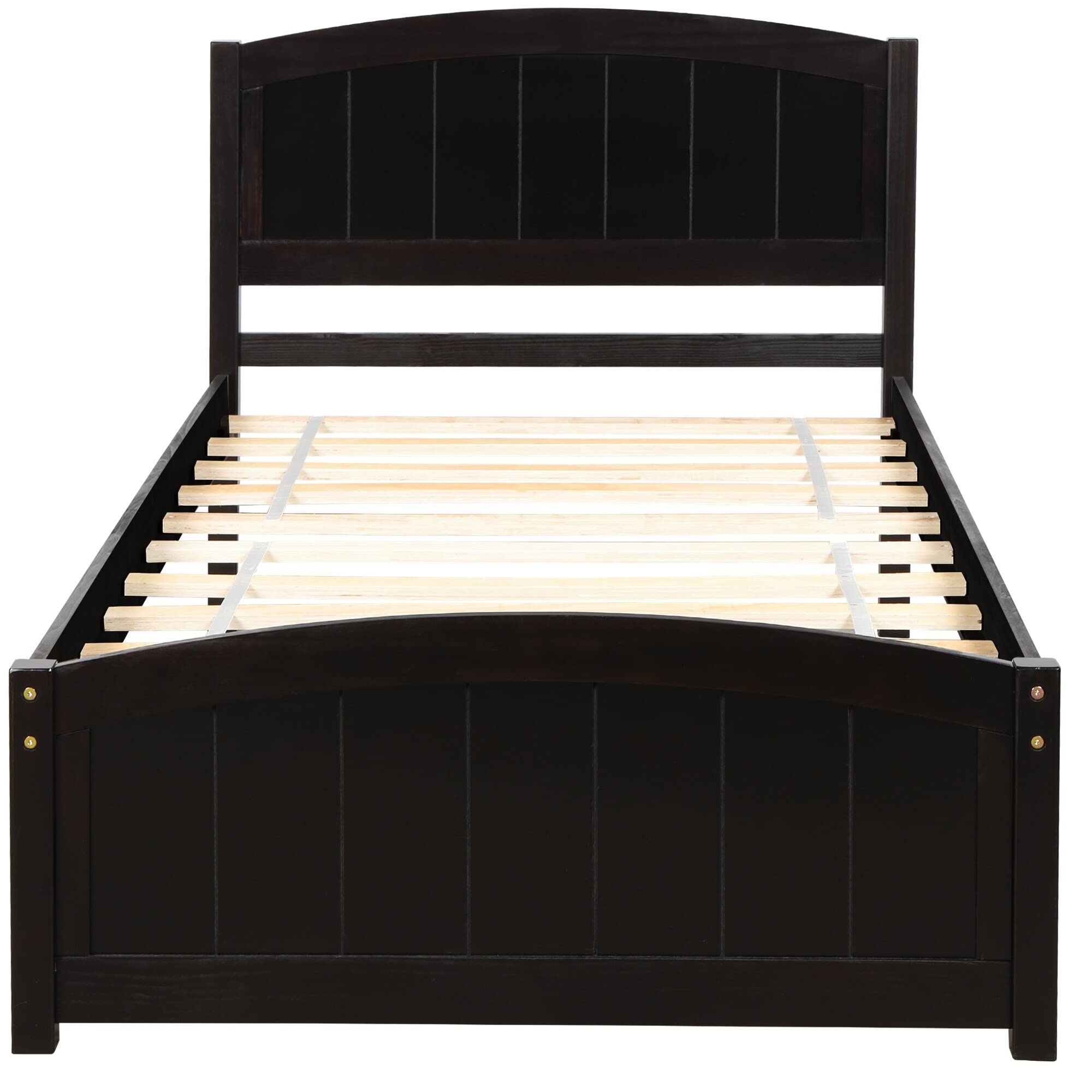 with Headboard,Footboard and Wood Slat Support Espresso