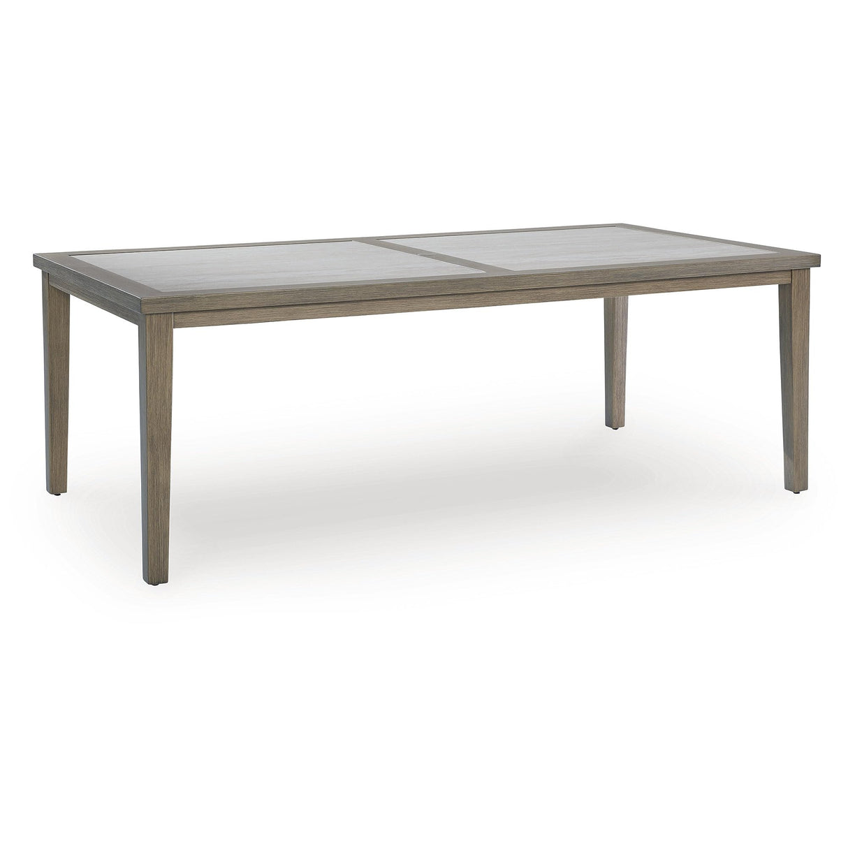 Rainier Ranch Contemporary Sintered Stone Tabletop Outdoor Dining Table with 4 Legs, Light Brown & Beige
