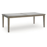 Rainier Ranch Contemporary Sintered Stone Tabletop Outdoor Dining Table with 4 Legs, Light Brown & Beige
