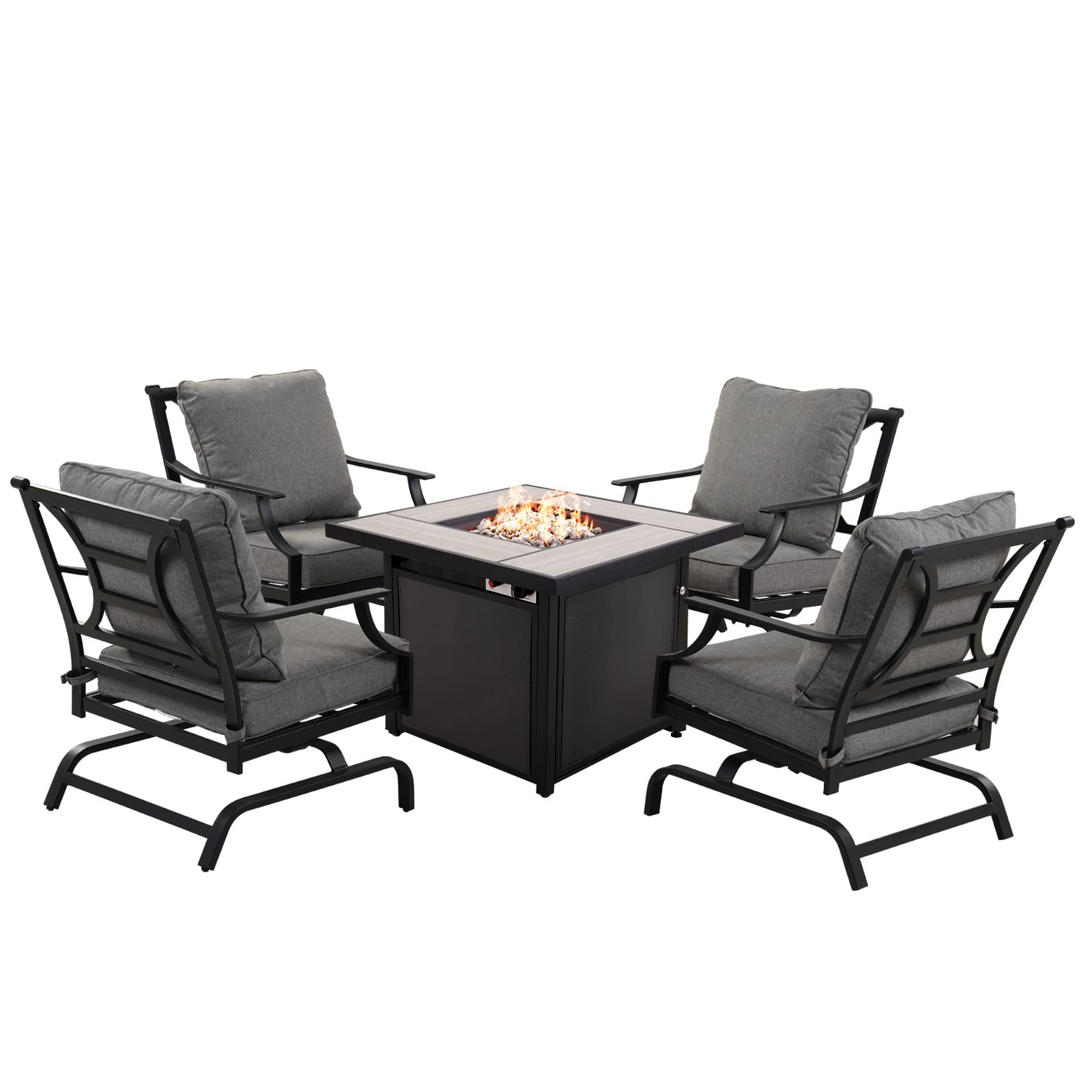 5-Piece Outdoor Furniture Conversation Sets with 32-Inch 40000 BTU Heat Propane Gas