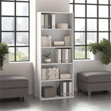 Hustle Tall 5 Shelf Bookcase in White, Large Freestanding Bookshelf for Home Office