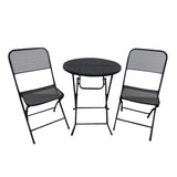Padova 3 Piece Bistro Outdoor Backyard Dining Set with 2 Folding Chairs and Round