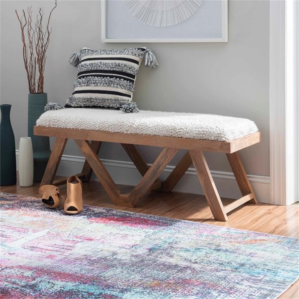 Furniture Linon Bryn Wood Upholstered Bench