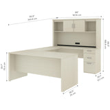 Logan 66W U or L-Shaped Executive Office Desk with Pedestal and Hutch in white