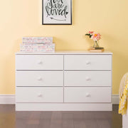 Astrid 6 Drawer Double Dresser For Bedroom,  White