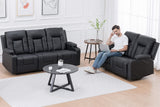 Recline Chair Set，Furniture 2PC Bonded Leather Recliner Set Living Room Set