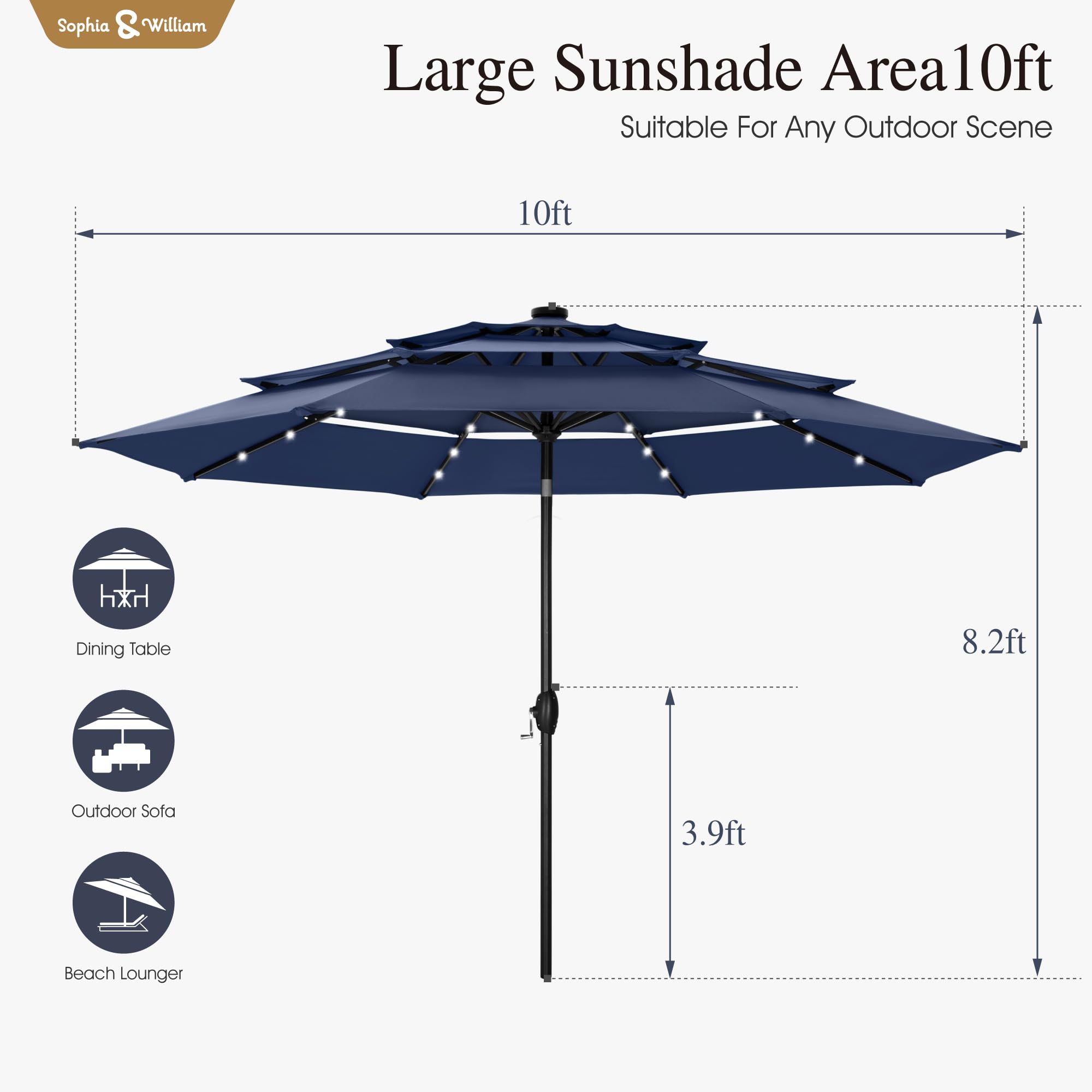 10ft Patio Umbrellas 3-Tier Umbrella Outdoor Patio Umbrellas
