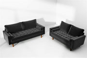 Womble 58 Inch Velvet Loveseat Sofa with Elegant Button Tufted Upholstery, Square Arms,