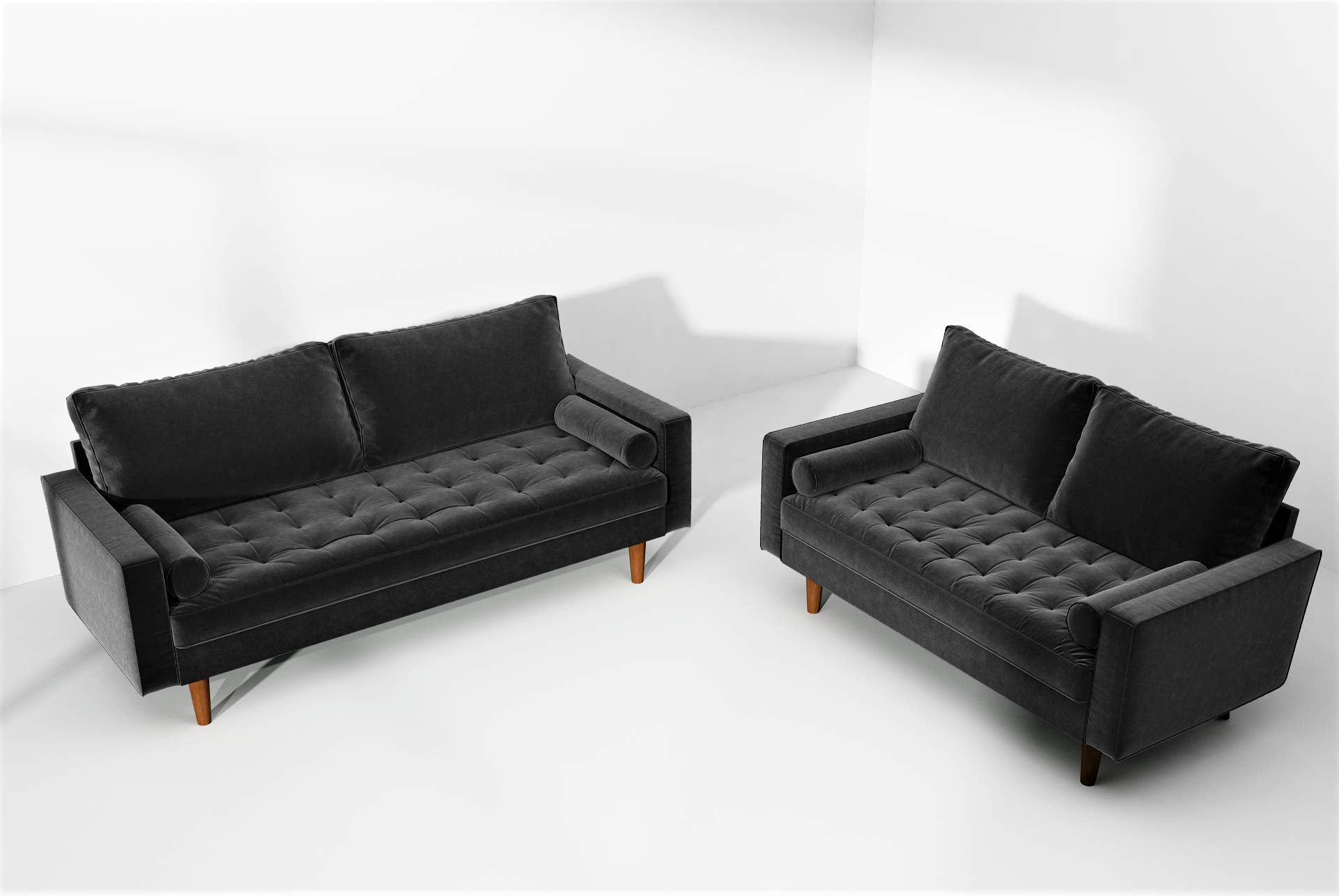 Womble 58 Inch Velvet Loveseat Sofa with Elegant Button Tufted Upholstery, Square Arms,