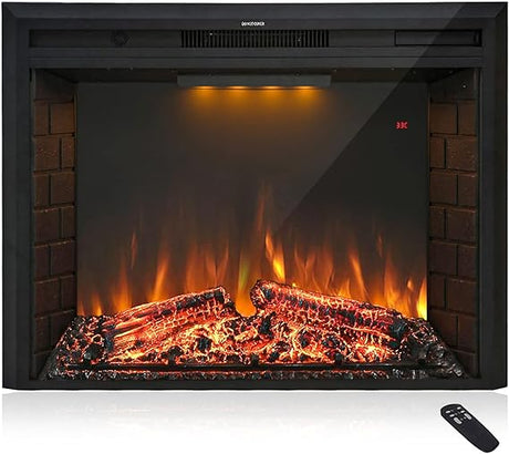 Retro Recessed Fireplace Heater with Fire Cracking Sound