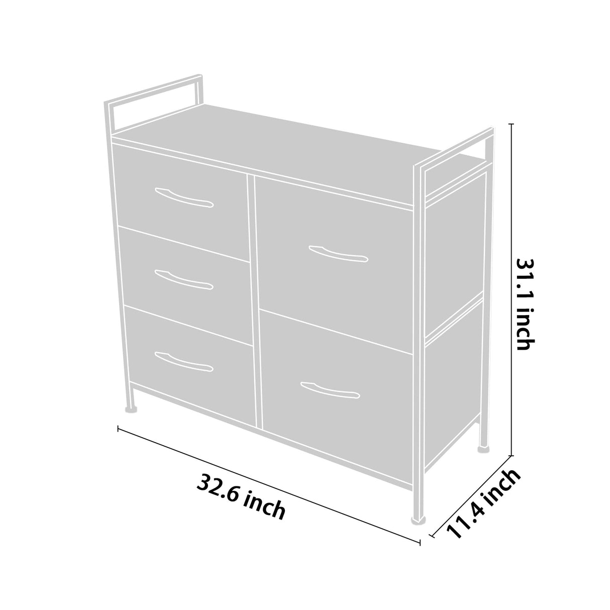 Wide Dresser Storage Tower with Sturdy Steel Frame