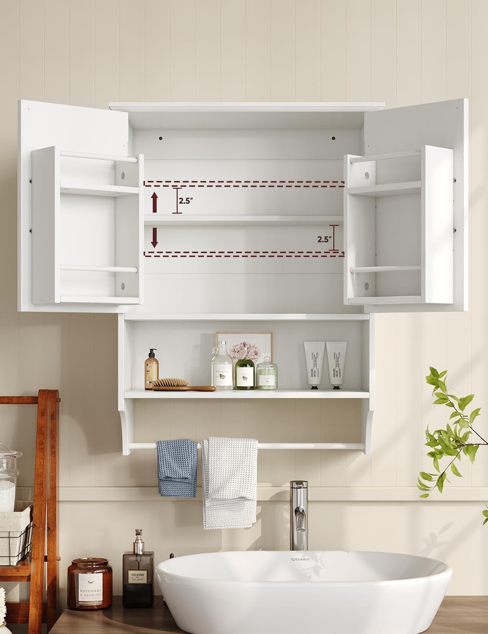 Farmhouse Bathroom Wall Cabinet, Wall Mounted Wood Medicine Cabinet Over Toilet