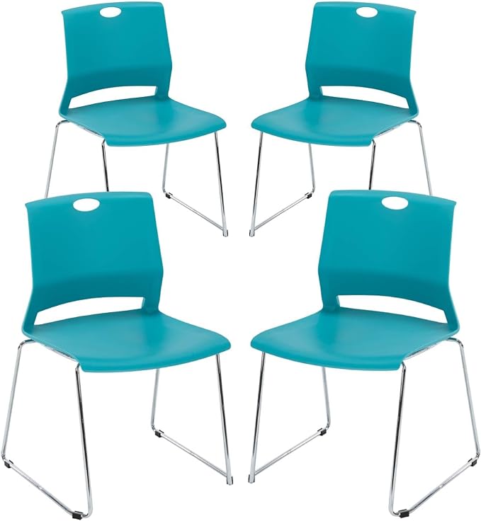 Waiting Room Chairs, Pack of 4 Plastic Chairs Office Guest Chairs & Reception Chairs Staking Chairs for Meeting Room,