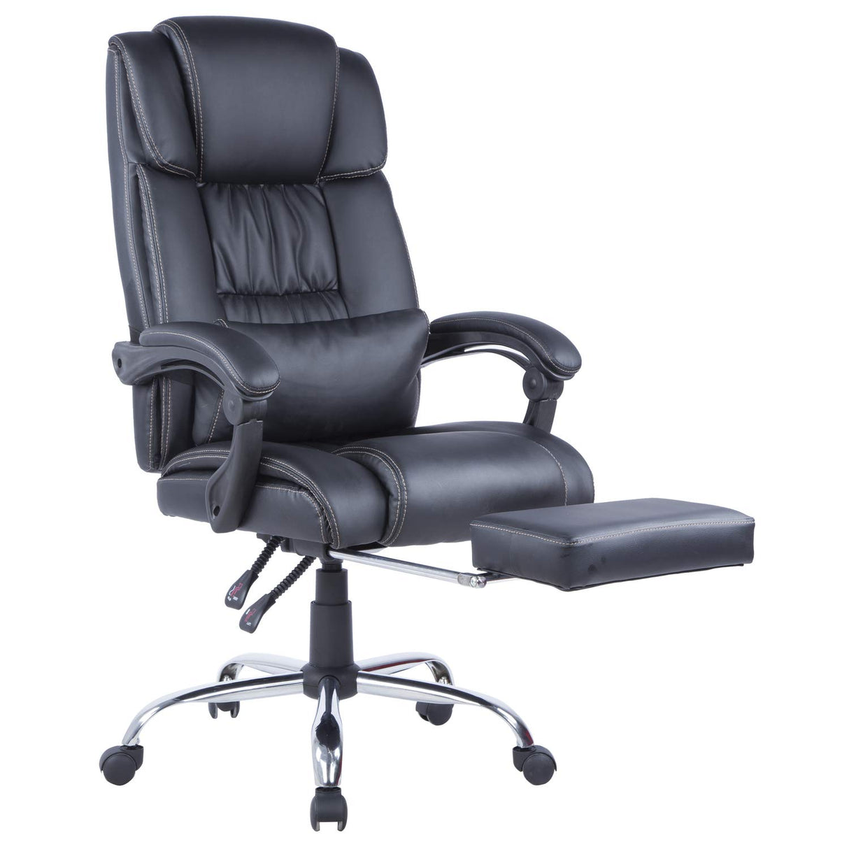 51.6" Extendable Steel/PU Ergonomic Computer Chair in Black