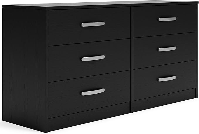 Finch Modern 6 Drawer Dresser with Ball-bearing Construction and Safety Stop, Black