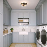 Industrial Farmhouse Flush Mount Ceiling Light with Seeded Glass