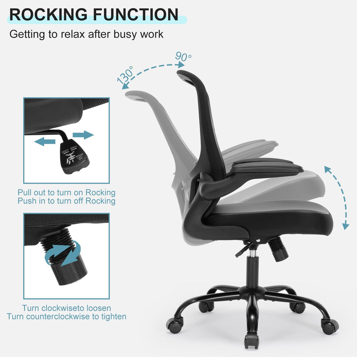 Office Chair, Ergonomic Desk Chair with Flip-up Armrests, PU Leather Computer Chair