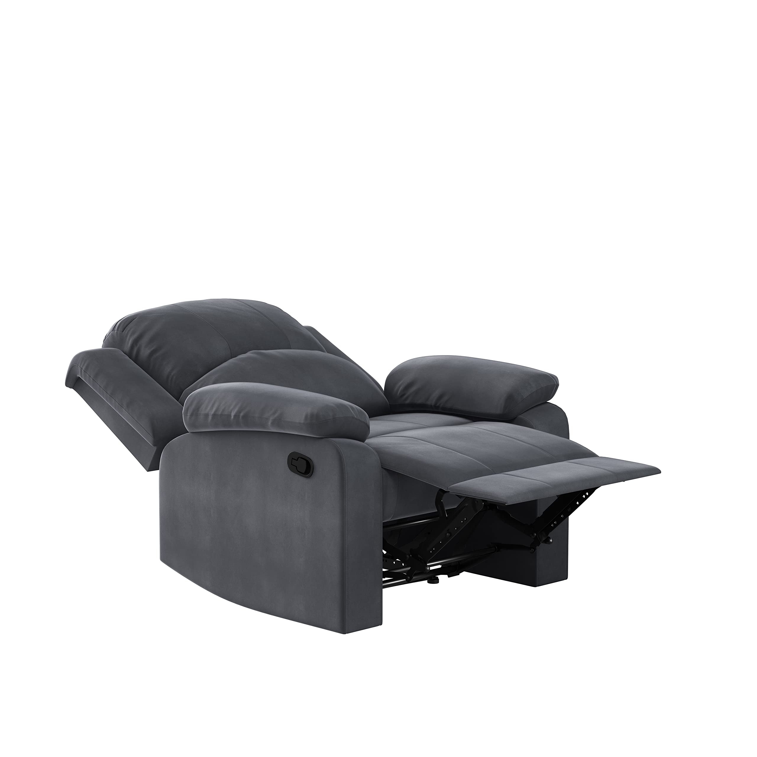 EaseLounge Classic Steel Grey Manual Recliner with Plush Cushion Back