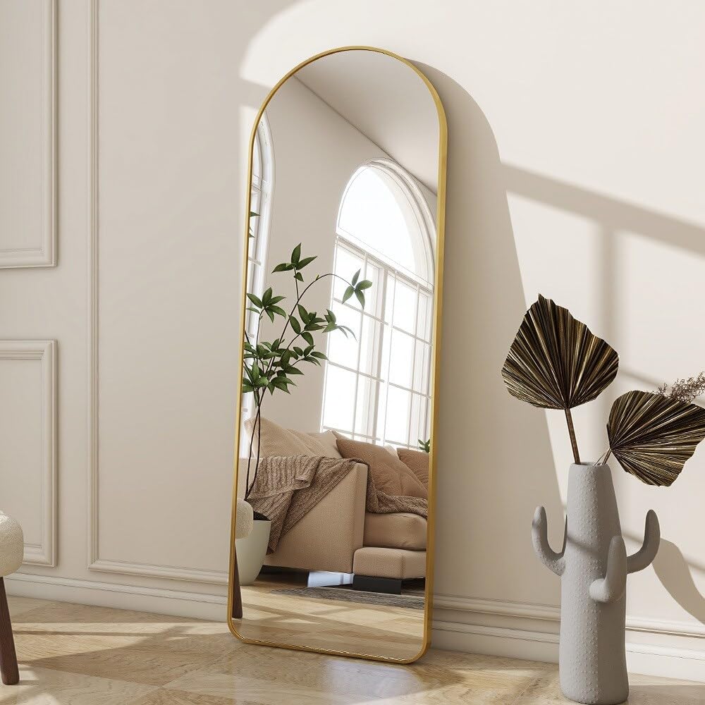 Full Length Mirror Arched Floor Mirror with Rounded Corners