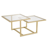 43" Wide Square Coffee Table in Brass, Modern coffee tables for living room,