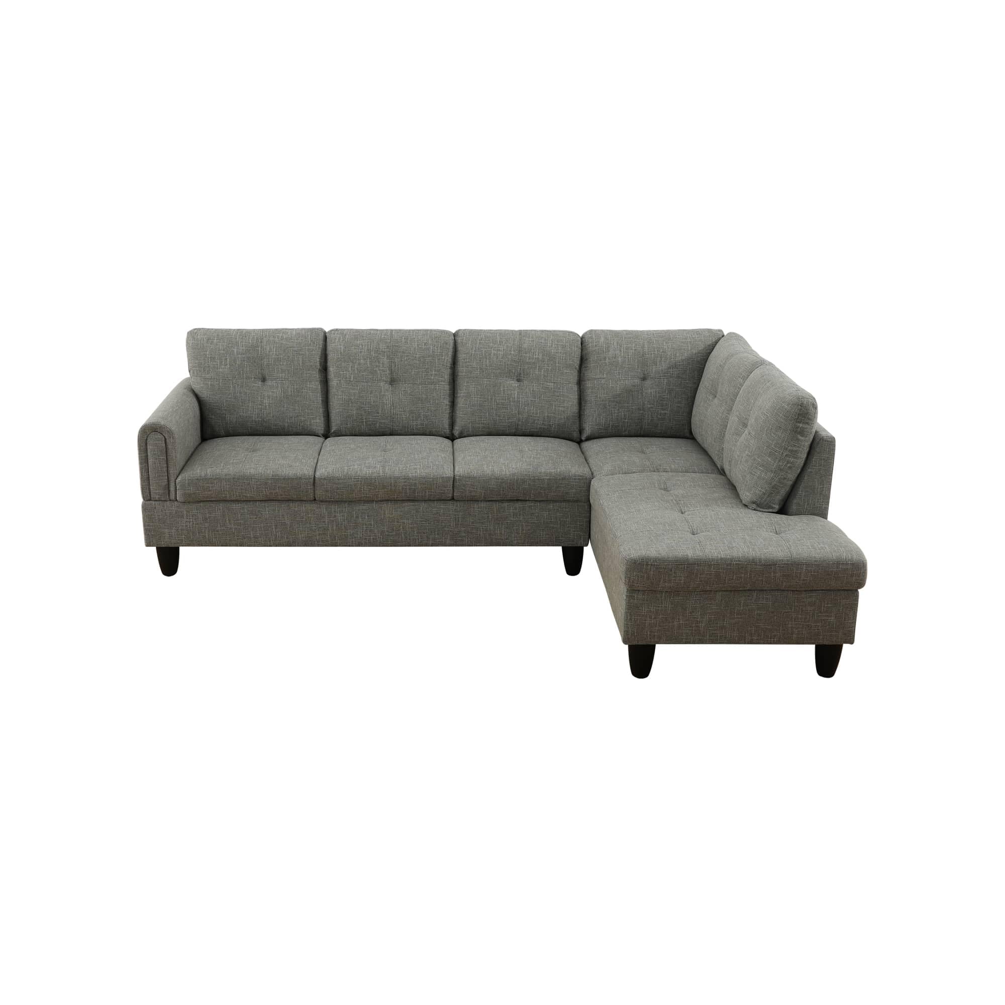 Couch 2 Pieces Sofa with Right Chaise Linen L Shaped Cloud Couch for Living Room