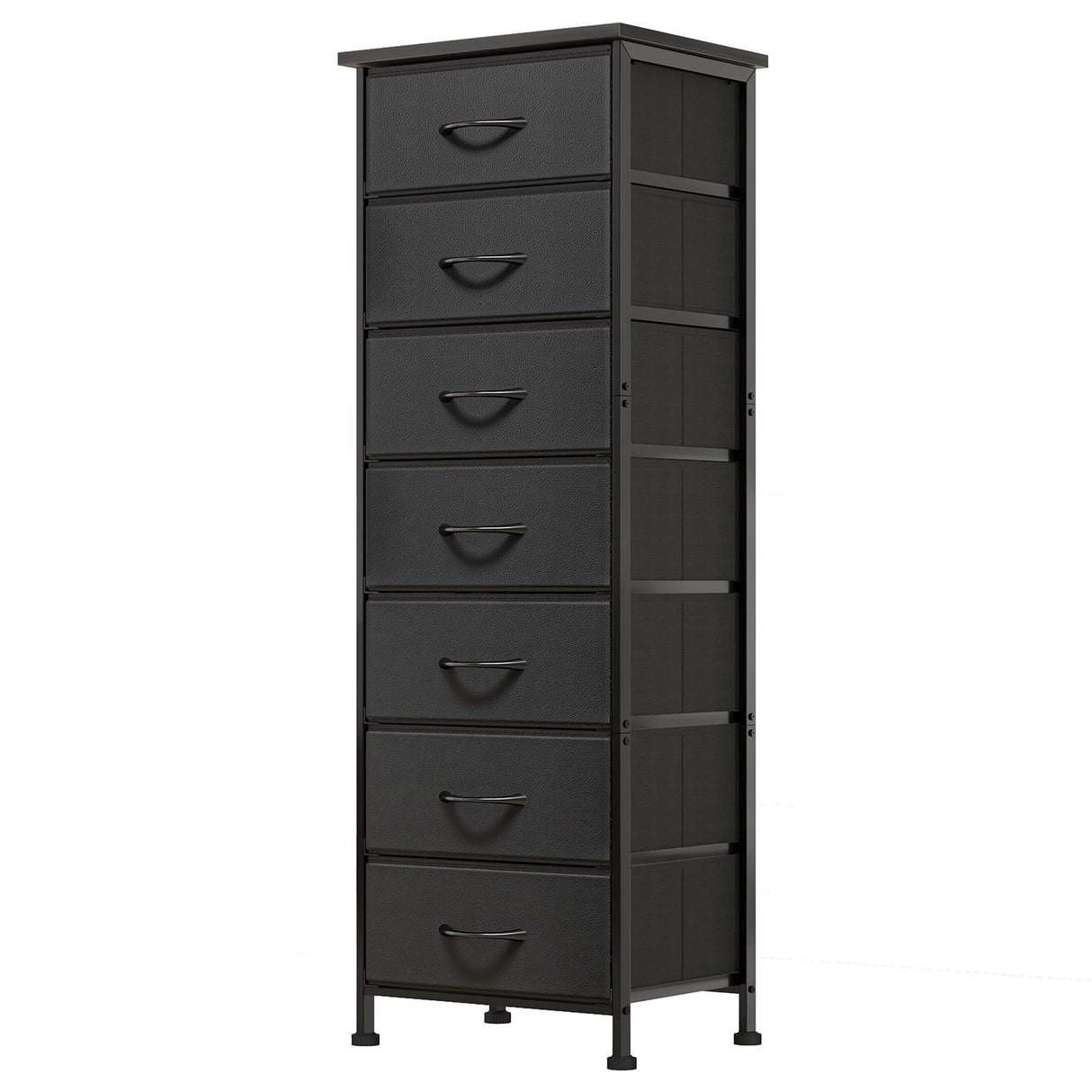 Black Tall Dresser for Bedroom, Storage Dresser Organizer with 7 Fabric Drawers,