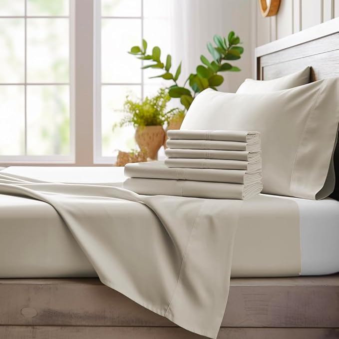 Bay 6 Piece California King Sheet Sets - 100% Viscose Made from Bamboo Sheets Set