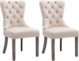 Eifizek Velvet Dining Chairs Set of 2, Tufted Dining Room Chairs with Nailhead Ring Pull Trim