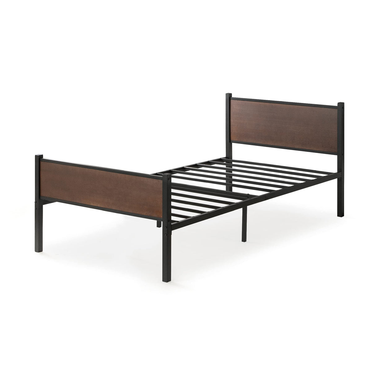 and Metal Platform Bed Frame, Bed Frame Made with Sustainable Bamboo, Steel Slat