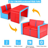 2 in 1 Double Seat Children's Sofa Convert to Table and Two Chairs for School, Storage