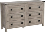 Farmhouse 6 Drawers Dresser for Bedroom, Wood Rustic Wide Chest of Drawers